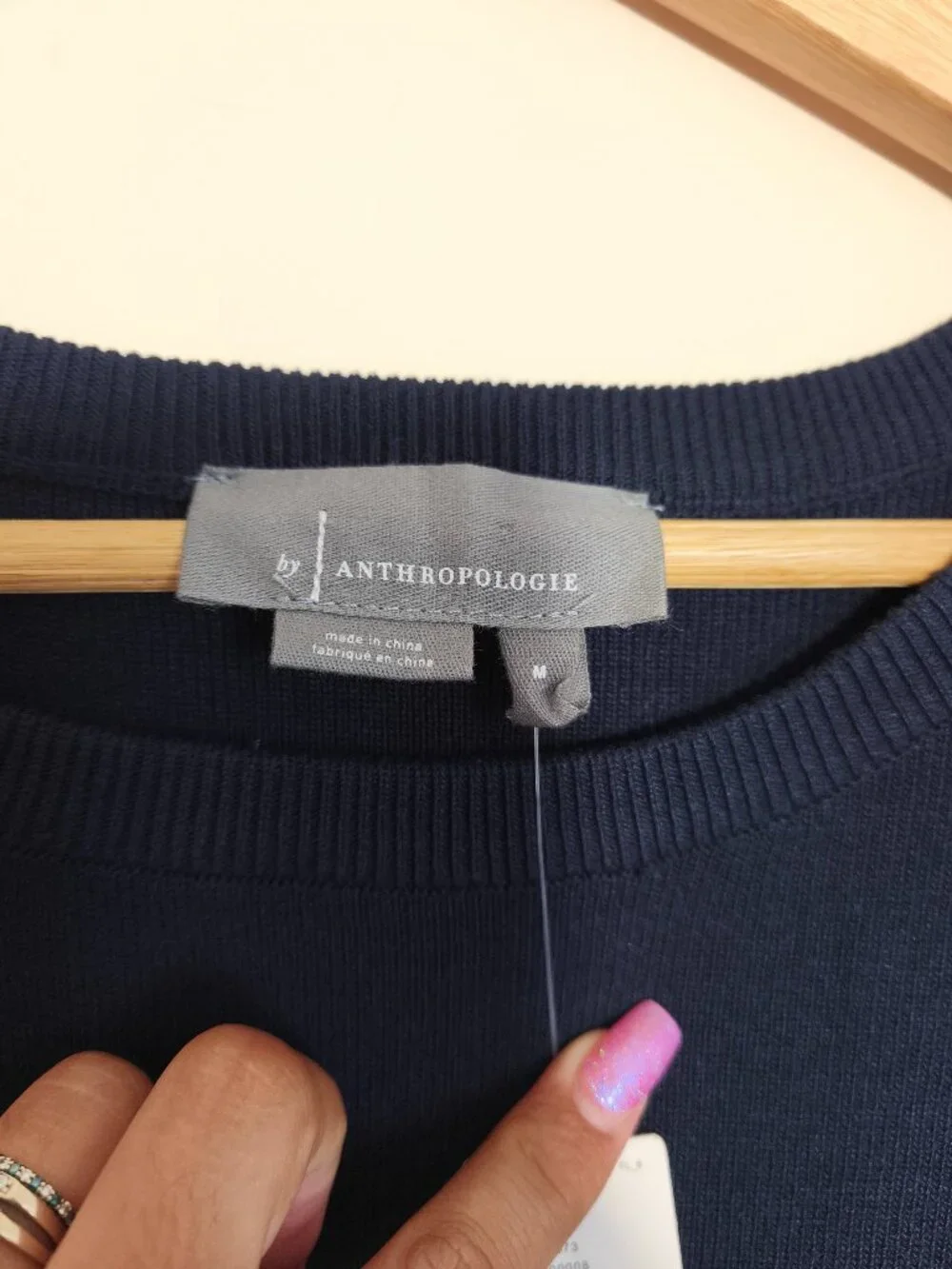 NWT Anthropologie Puff Sleeve Shirttail Sweater Vest Top sz M Navy Blue Preppy